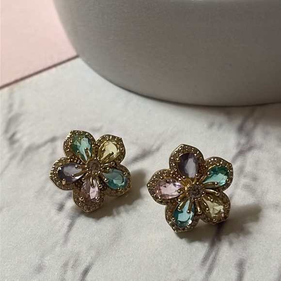 Saks of 5th Luxe Crystal Flower Stud Earrings - Picture 10 of 16